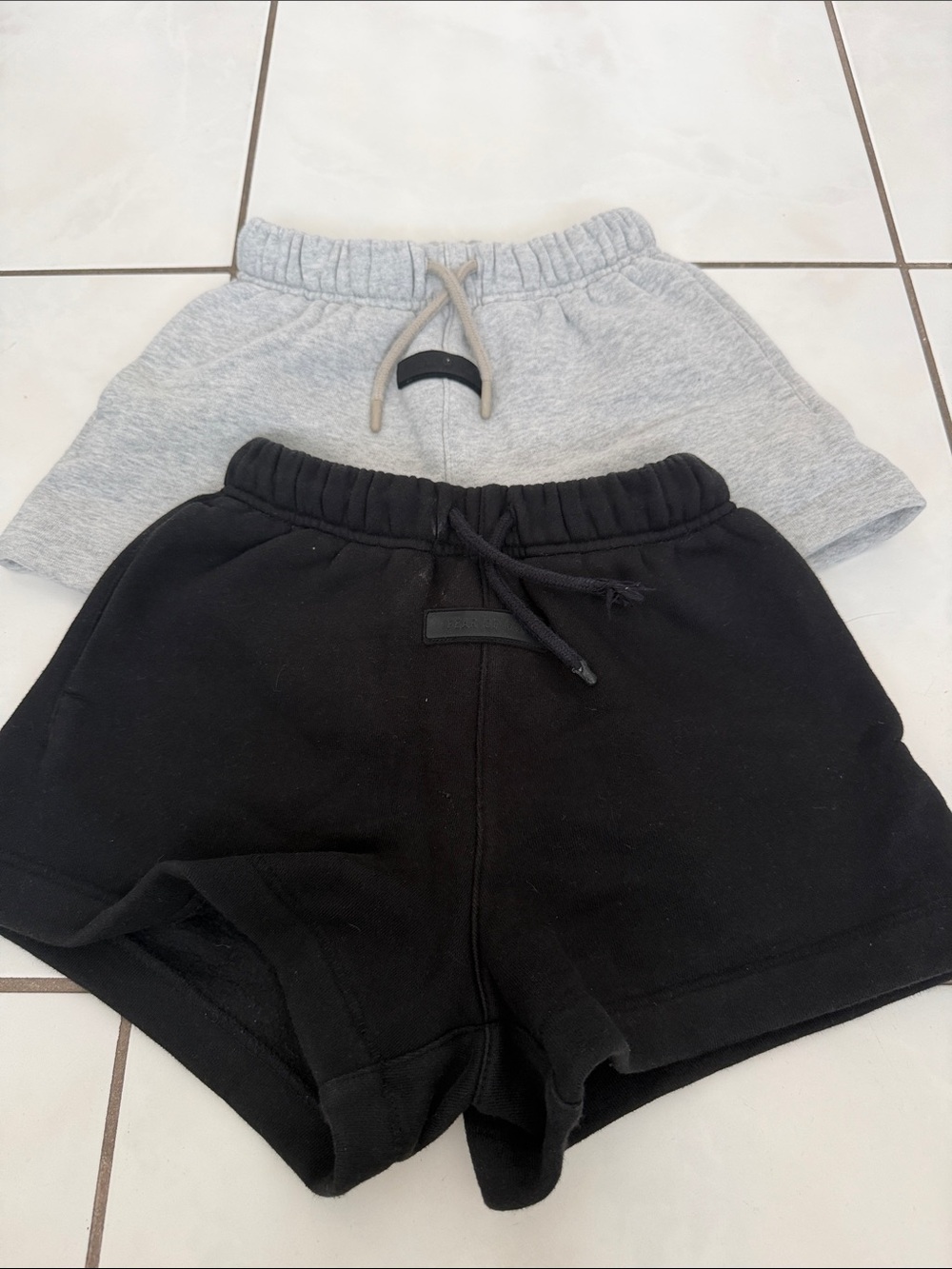 Fear of God Kids Black and Light Gray Pull-On Shorts
